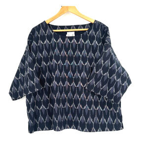 Pure J Jill Women Oversized Kimono Top Medium Boxy Relaxed Ikat Lagenlook Hippie